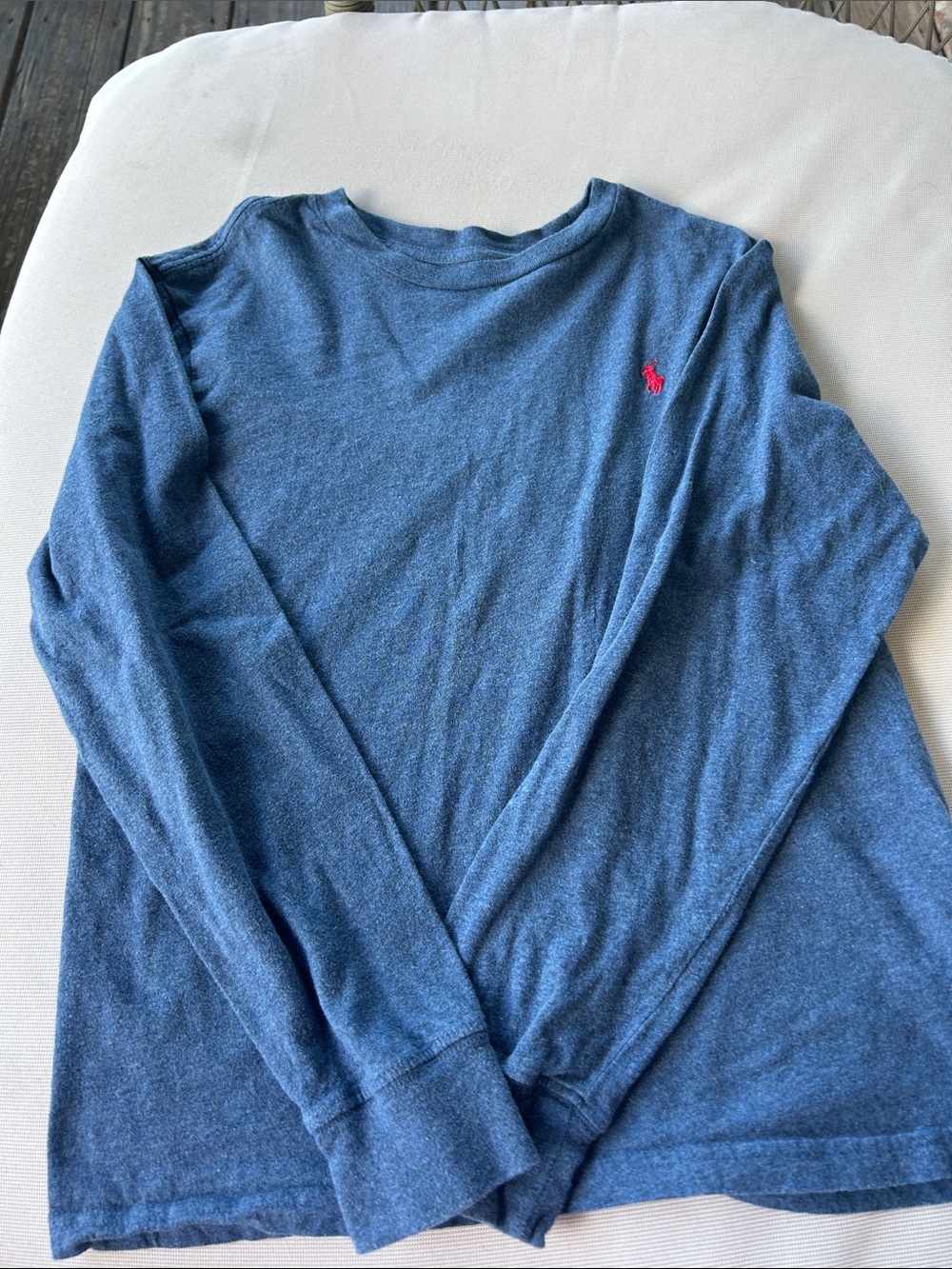 Polo by Ralph Lauren Blue Long Sleeve Tee with Pink Pony Logo